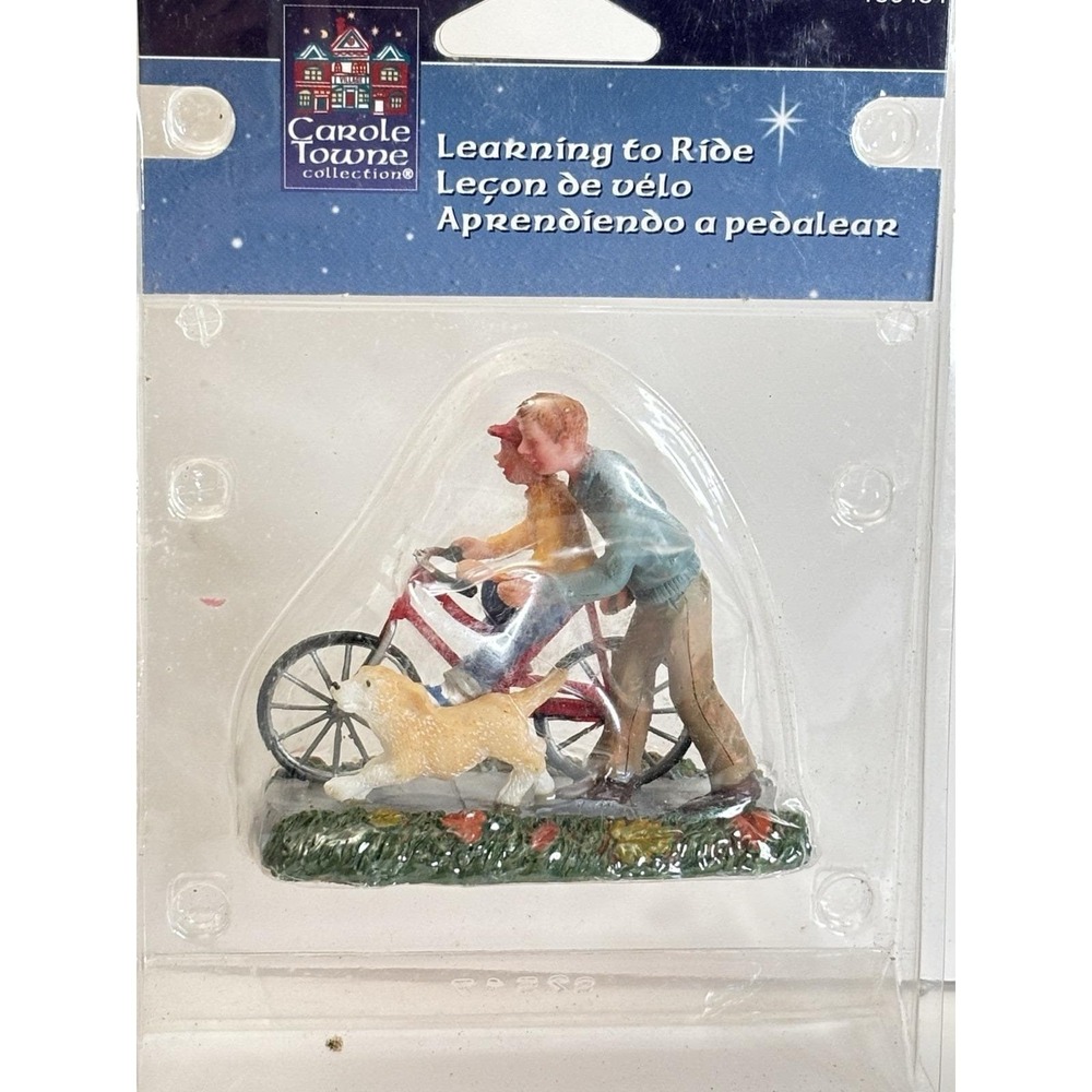 Lemax Learning to Ride Bike Dog Figurine Christmas Carole Towne 156434 2008